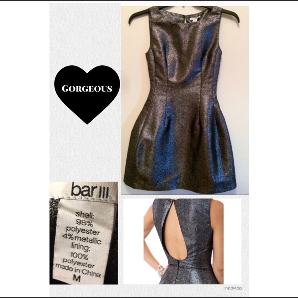 Stunning Bar III Open Back Silver Dress Medium